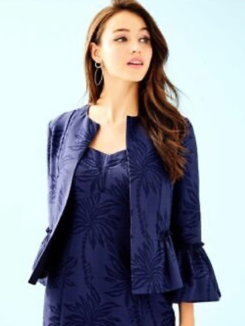 Lilly Pulitzer Shaylee Jacket Palm Paradise True Navy Style 30263 Size Large NEW